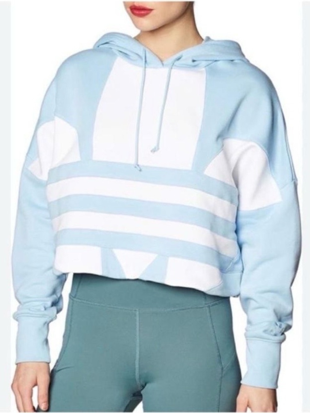 adidas "Originals" Light Blue and White Hoodie Size M trefoil logo Slouchy